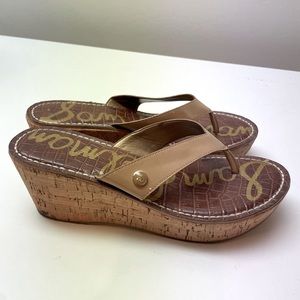 Sam Edelman Raquel Nude Cork Wedge Sandal Size 7.5M